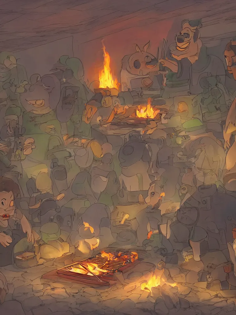 Image similar to barbecue by disney concept artists, blunt borders, rule of thirds