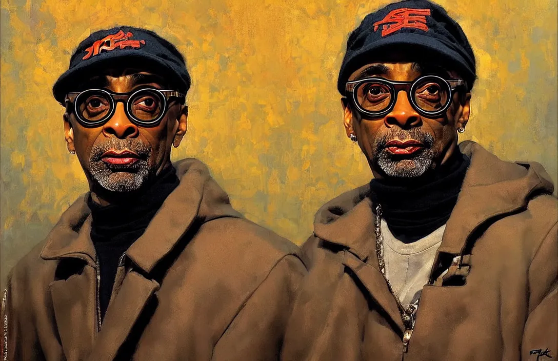 Image similar to portrait of spike lee!!!!!!!!!!!!!!!!!!!!!!!!!!!, detailed face, detailed painting, epic lighting, by ilya repin, phil hale and kent williams