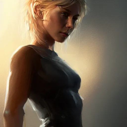 Image similar to portrait of julianne hough by greg rutkowski and wlop, a secret agent, wearing black shorts, wearing black boots, wearing a cropped top, blade runner, highly detailed portrait, digital painting, artstation, concept art, smooth, sharp focus ilustration, artstation, hq