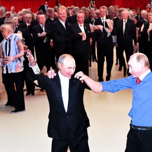 Prompt: putin and schrotder dancing