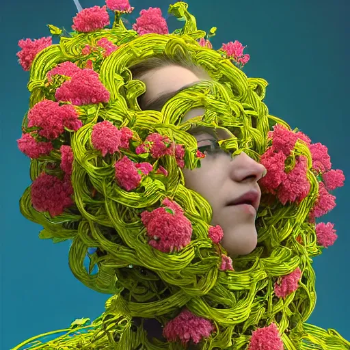 Image similar to colourful vfx art - portrait of army mecha robot wrapped in flowers & vines, art by hsiao - ron cheng & james jean, volumetric light, ray tracing, sharp, detailed, digital painting, illustration, highly detailed, intricate detail, unreal engine, octane render, pinterest, behance, art station,