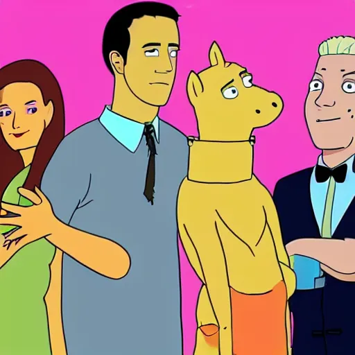 Image similar to still from the hit tv show friends in the style of bojack horseman