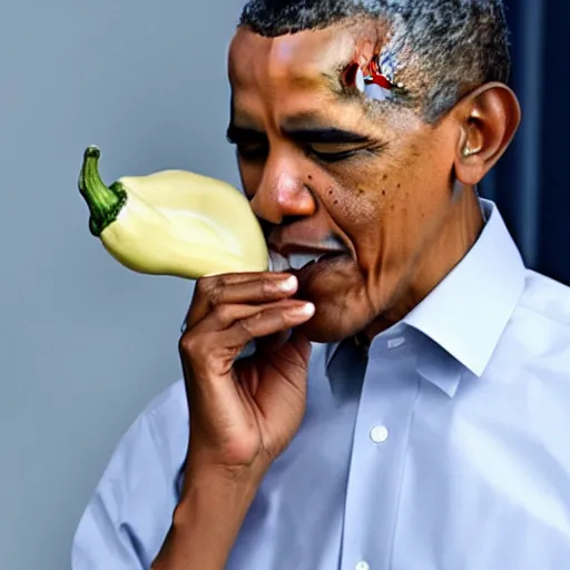 Image similar to barack obama eating a pepper