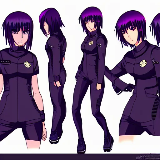 Anime Major motoko kusanagi in all black uniform