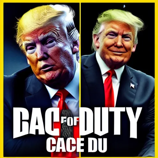 Prompt: Donald Trump on the call of duty black ops 2 cover art