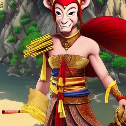 Prompt: the monkey king from the journey to the west as a highly attractive female