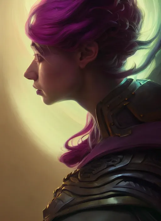 Image similar to side portrait, imogen poots, paladin, fantasy, gloomhaven, luminescent, organic painting, matte painting, bold shapes, hard edges, gaudy colors, octane render, unreal engine, by greg manchess, huang guangjian, greg rutkowski, jesper ejsing, magali villeneuve, jeremy lipkin, artgerm