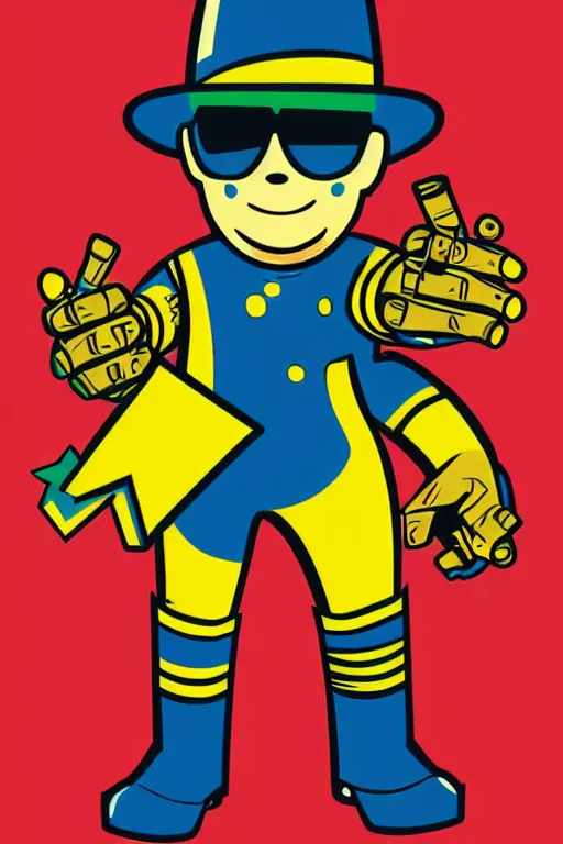 Image similar to fallout 7 6 retro futurist illustration art by butcher billy, sticker, colorful, illustration, highly detailed, simple, smooth and clean vector curves, no jagged lines, vector art, smooth andy warhol style