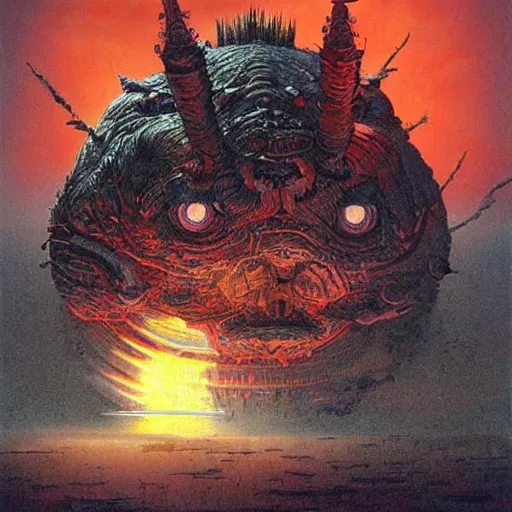 Image similar to the world destroyer big chungus, evil, glowing red eyes, hyper realistic, fantasy art, in the style of chris foss and alan lee, intricate, hyper detailed, smooth