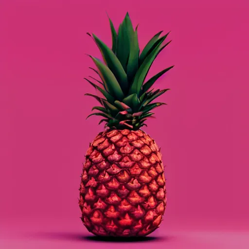 Image similar to 3 d render of a hovering pink pineapple against a pink backdrop with slight sadow underneath ophotorealistic, 4 k, cgsociety, blender, unreal engine 5, sharp details, 3 0 0 dpi