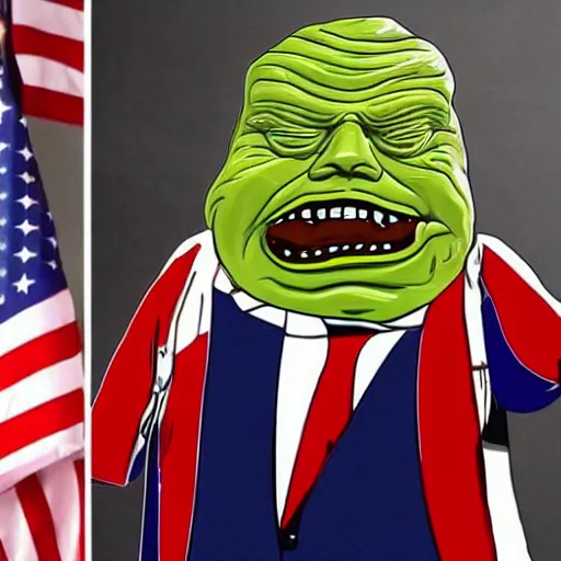 Prompt: a full body still jabba the trump from star wars