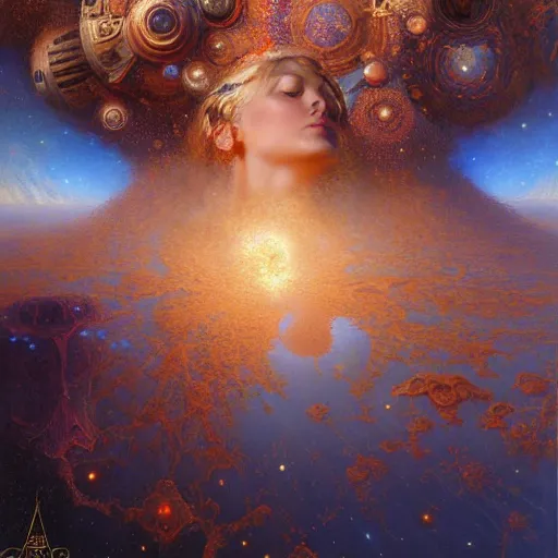 Image similar to the universe as an endless fractal dream, highly detailed painting by gaston bussiere, craig mullins, j. c. leyendecker, 8 k