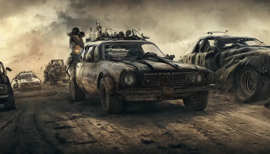 Prompt: Mad Max like a PS1 game cover, hyperdetailed, artstation, cgsociety, 8k