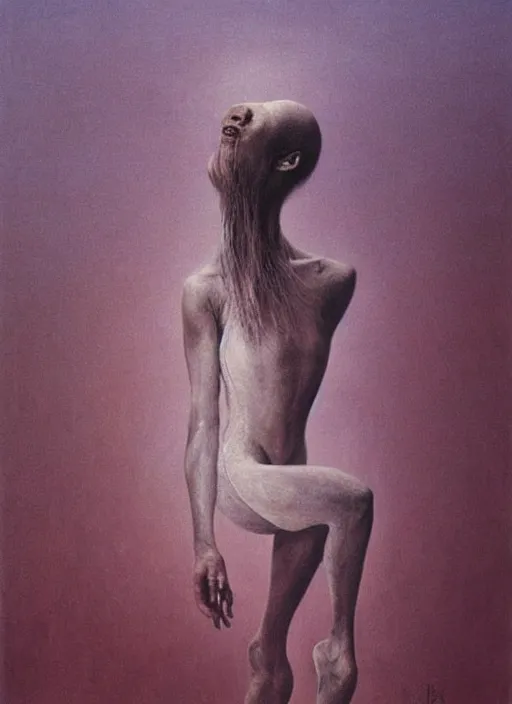 Image similar to ballerina fetal, painted by zdzislaw beksinski