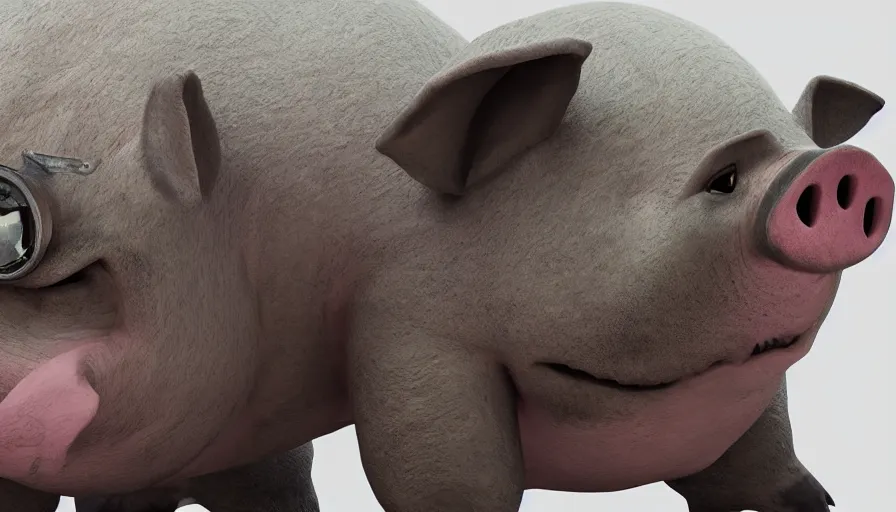 Image similar to hybrid of a happy pig and sad tank, beautiful detailed face, ultra realistic, concept art, intricate details, serious, highly detailed, photorealistic, octane render, 8 k, unreal engine.