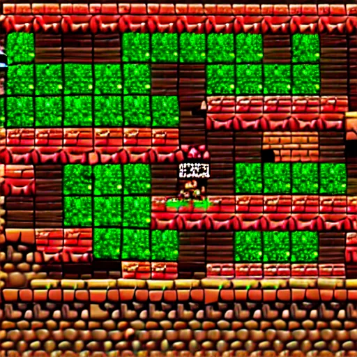 Image similar to Donkey Kong Country level depicting a beautiful mine with shiny crystals on the wall, floating barrels and minecarts. In-game screenshot