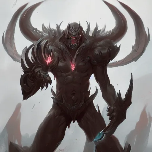 Image similar to concept art of league of legends character demon from hell, greg rutkowski, trending on artstation, highly detailed