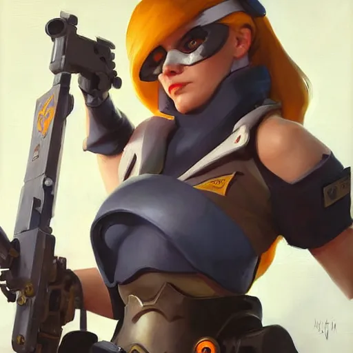 Image similar to greg manchess portrait painting of alice zuberg as overwatch character, medium shot, asymmetrical, profile picture, organic painting, sunny day, matte painting, bold shapes, hard edges, street art, trending on artstation, by huang guangjian and gil elvgren and sachin teng