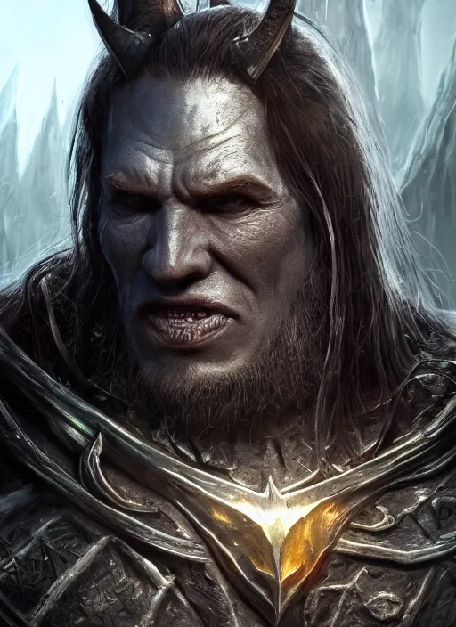 Image similar to tarnished orc, ultra detailed fantasy, elden ring, realistic, dnd character portrait, full body, dnd, rpg, lotr game design fanart by concept art, behance hd, artstation, deviantart, global illumination radiating a glowing aura global illumination ray tracing hdr render in unreal engine 5