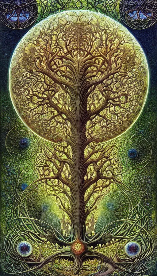 Image similar to tree of life by roger dean and andrew ferez, art forms of nature by ernst haeckel, divine chaos engine, symbolist, visionary, art nouveau, botanical fractal structures, organic, detailed, realistic, surreality