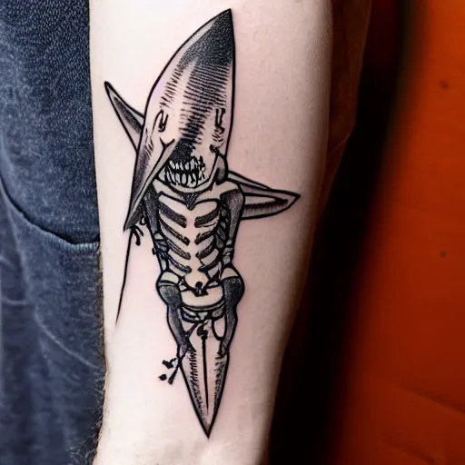 shark skeleton tattoo