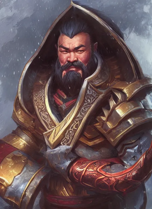 Image similar to genghis khan, from league of legends, hyper detailed, digital art, trending in artstation, cinematic lighting, studio quality, smooth render, fluorescent skin, unreal engine 5 rendered, octane rendered, art style by klimt and nixeu and ian sprigger and wlop and krenz cushart