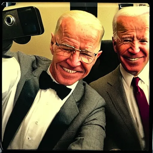 Prompt: Walter White and Joe Biden selfie, polaroid