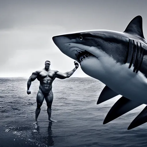 Image similar to bodybuilder shark, photography, award - winning, 4 k