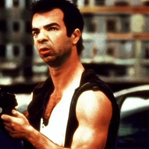 Image similar to “a still of Nathan Fielder as John McClane in Die Hard (1988)”