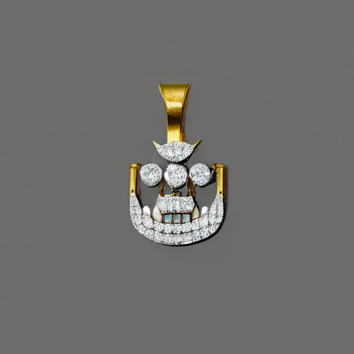 Image similar to teeth made of diamonds, as a pendant on a gold chain