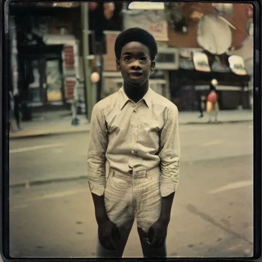 Prompt: analog medium format bokeh portrait in harlem, 1 9 6 0 s, photographed on expired film, detailed photograph