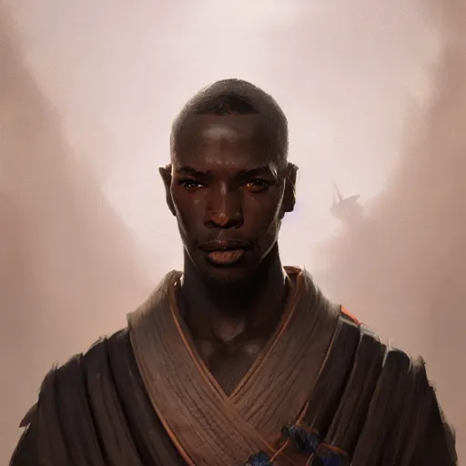 Image similar to A portrait of an african man, samurai, fantasy art, art by greg rutkowski, matte painting, trending on artstation