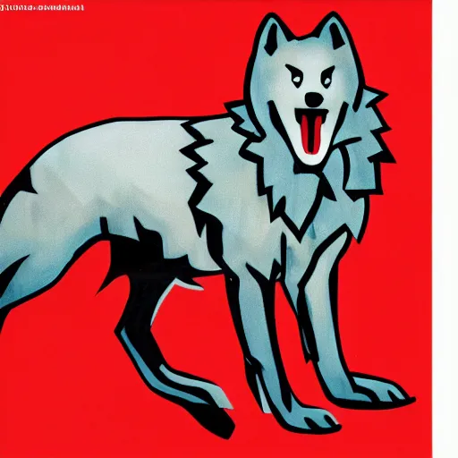 Image similar to retarded wolf, soviet propaganda poster style