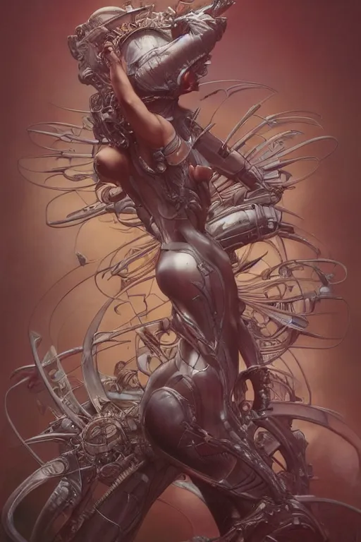 Prompt: now is the time to relaunch the dream weapon, by artgerm and yoshitaka amano and moebius and hr giger and zdislaw beksinski and hajime sorayama and alphonse mucha, trending on artstation