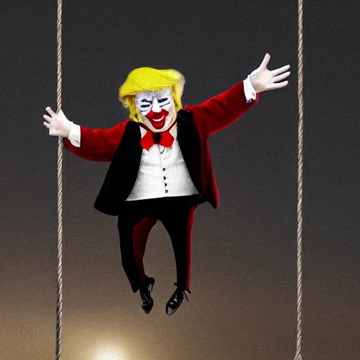 Prompt: donald trump as a clown being hanged for treason, 4 k, cinematic, hyperrealism,