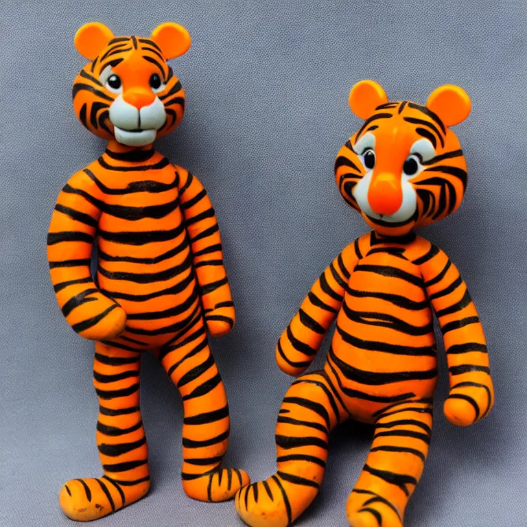 Prompt: tigger figurine, 1 9 6 0 s, realistic, dslr photo, product shot