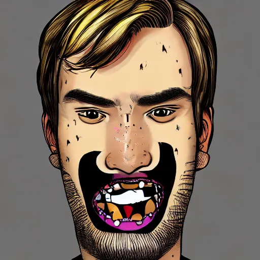 Prompt: pewdiepie's face, on a cow, trending on artstation, junji ito 4 k