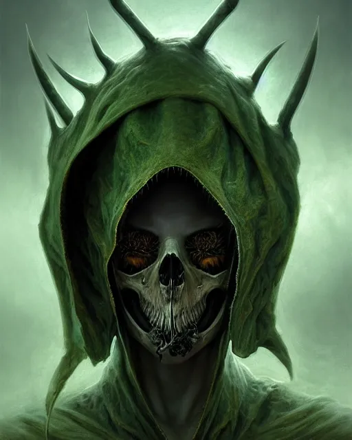 Image similar to concept art by artgerm, pestilence of the four horsemen of the apocalypse, soft green natural light, intricate, hooded death, fungus, highly detailed dark art, digital painting, artstation, concept art, smooth, sharp focus, illustration, art by greg rutkowski and luis rollo and uang guangjian and gil elvgren, symmetry!