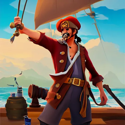 Image similar to painting jack the pirate on sea of thieves game avatar hero smooth face median photoshop filter cutout vector behance hd by jesper ejsing, by rhads, makoto shinkai and lois van baarle, ilya kuvshinov, rossdraws, illustration, art by ilya kuvshinov and gustav klimt