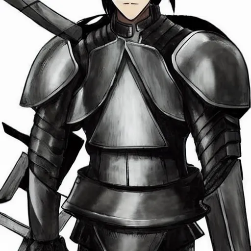 Prompt: Levi Ackerman wearing armor, no helmet