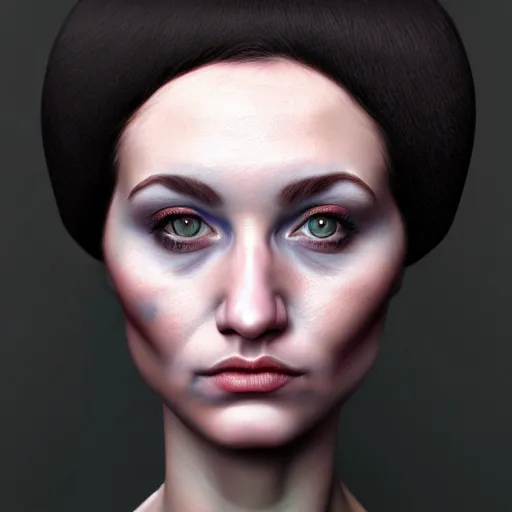 Image similar to portrait cake head woman, digital art, cinematic, ultradetail, 8k, painting, imaginefx, trending on artstation