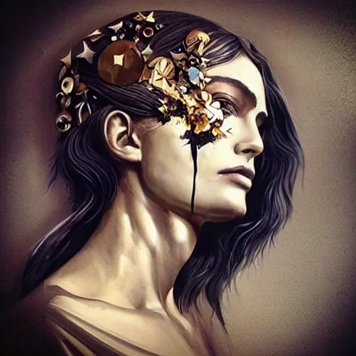 Prompt: A beautiful sculpture. There are so many kinds of time. The time by which we measure our lives. Gold and silver, Months and years. Or the big time, the time that raises mountains and makes stars. by Sandra Chevrier and bastien lecouffe deharme, intuitive