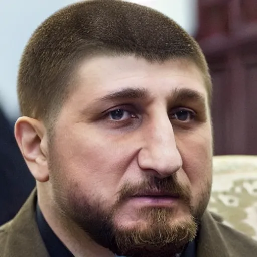 Prompt: ramzan kadyrov. Close up.