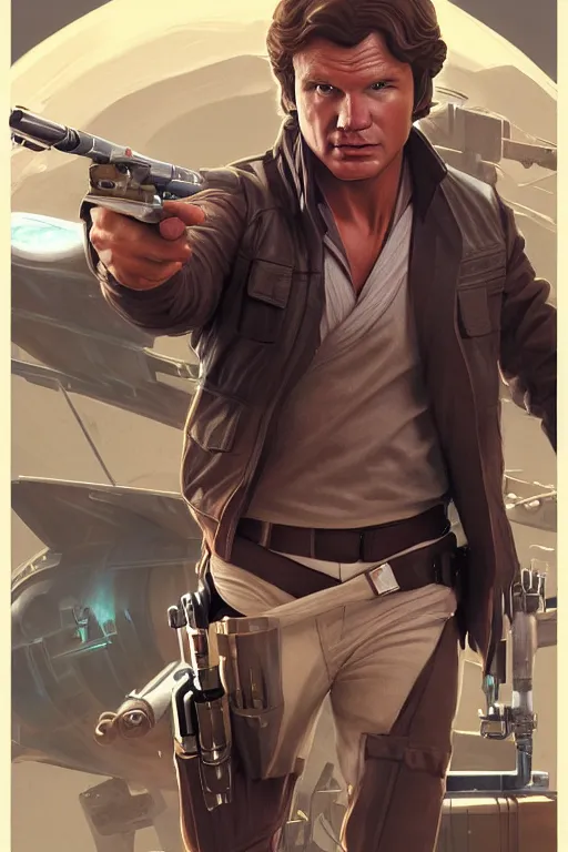 Image similar to han solo, action figurine toy, vaporwave, highly detailed, digital painting, artstation, concept art, smooth, sharp focus, illustration, art by artgerm and greg rutkowski and alphonse mucha