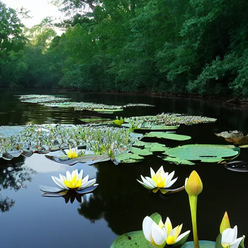 Image similar to cahaba river alabama, water lilies, hymenocallis coronaria,