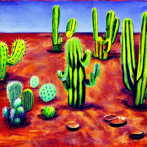 Prompt: a cactus defecating, artwork,