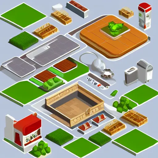 Image similar to isometric tileset for a cooking game