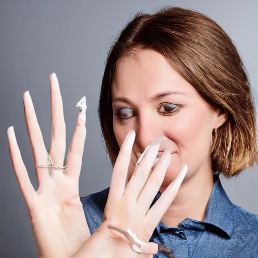 Image similar to a normal female hand with five fingers and ring hold joint, a cigarette between the middle and index fingers, a cigarette, smoke