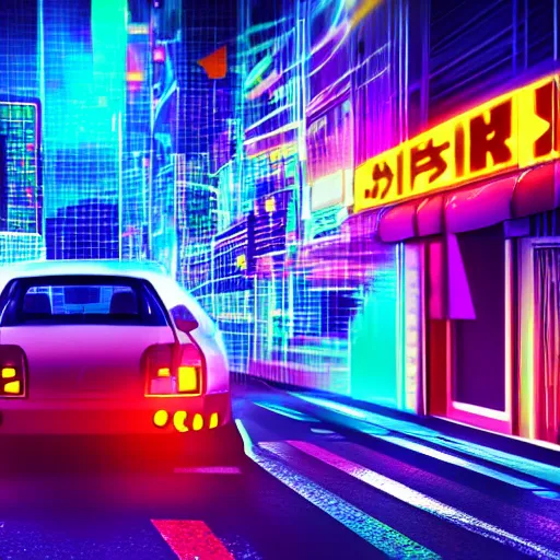 Image similar to hamster in a rainbow cyberpunk city with bright neon lights, 8 k, hd, light reflection