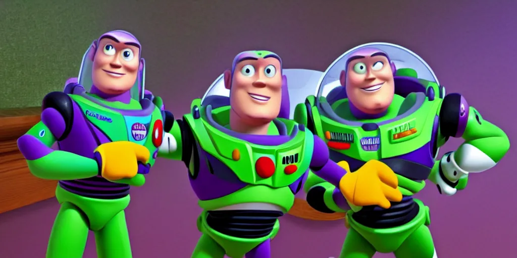 Image similar to mickey hates buzz lightyear, photo